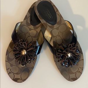 Coach flower flip flops